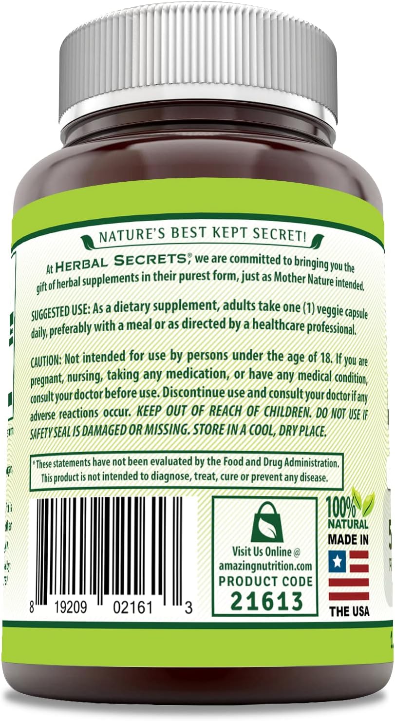 Herbal Secrets Extracto de Corteza de Arjuna 500 mg - 120 Cápsulas Vegetales - Sin OGM, Sin Gluten