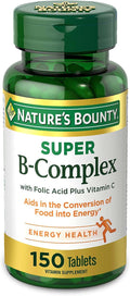 Nature's Bounty Complejo B Super con Vitamina C y Ácido Fólico, Apoyo Inmunológico y Energético - 150 comprimidos