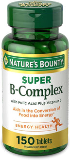 Nature's Bounty Complejo B Super con Vitamina C y Ácido Fólico, Apoyo Inmunológico y Energético - 150 comprimidos