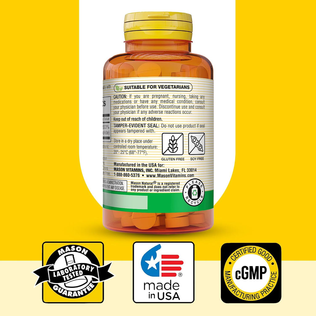 MASON NATURAL Vitamina B1 Tiamina 250 mg, 100 Comprimidos