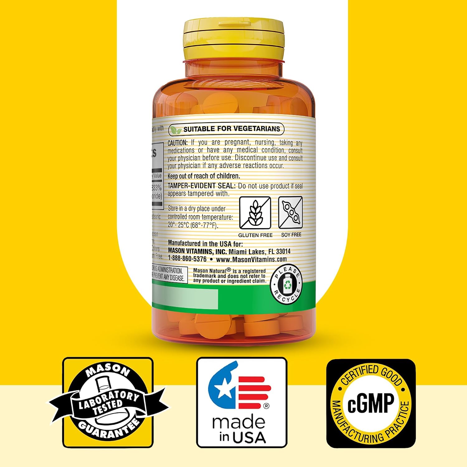 MASON NATURAL Vitamina B1 Tiamina 250 mg, 100 Comprimidos