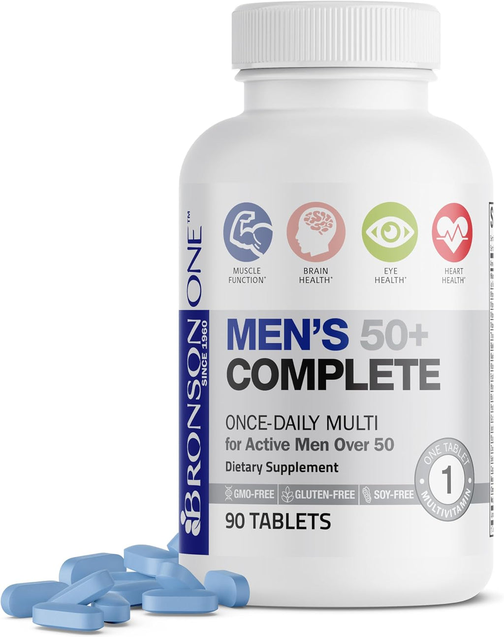 Bronson ONE Daily Multivitamínico para Hombres 50+ Completo, 90 Comprimidos