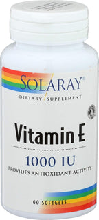 Solaray Vitamina E 1000 UI d-Alfa Tocoferol Natural - 60 Cápsulas
