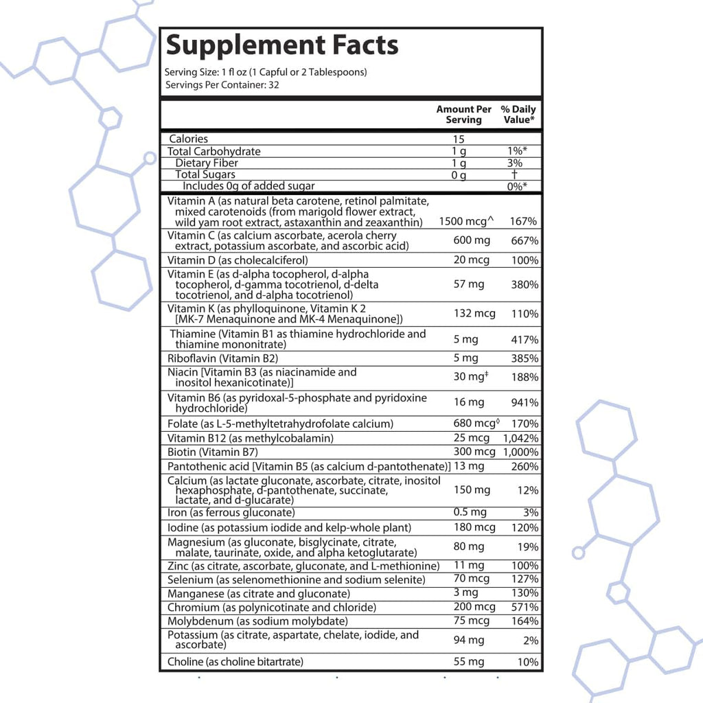 intraMAX de Drucker Labs - Complejo Multivitamínico Líquido Orgánico sin Azúcar para Hombres y Mujeres, 946 ml