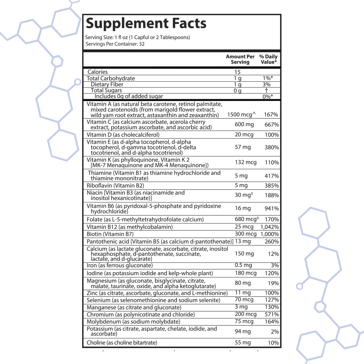 intraMAX de Drucker Labs - Complejo Multivitamínico Líquido Orgánico sin Azúcar para Hombres y Mujeres, 946 ml