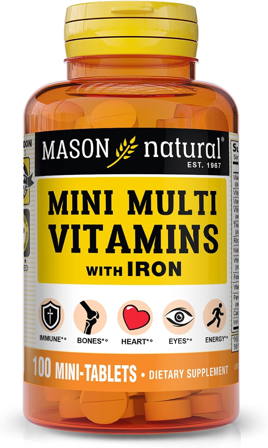 MASON NATURAL Mini Multivitamin with Iron, Gluten-Free, 100-Day Supply