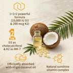 LETSCOL Vitamina D3 10000 UI + K2 200 mcg (MK-7) - Complemento 2 en 1 en Cápsulas Blandas
