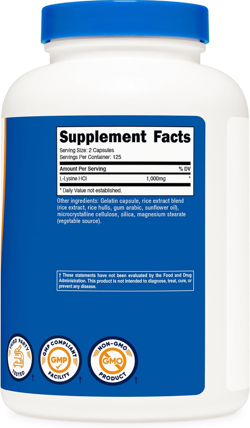 Nutricost L-Lisina 1000mg, 250 Cápsulas - 500mg por Cápsula