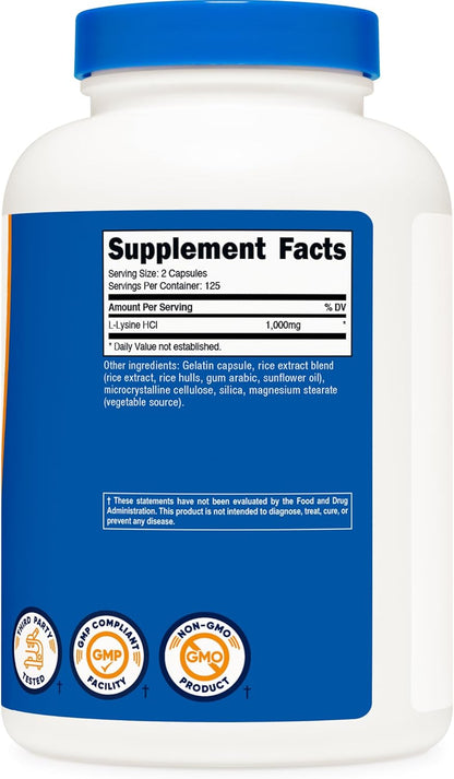 Nutricost L-Lisina 1000mg, 250 Cápsulas - 500mg por Cápsula – Image 5