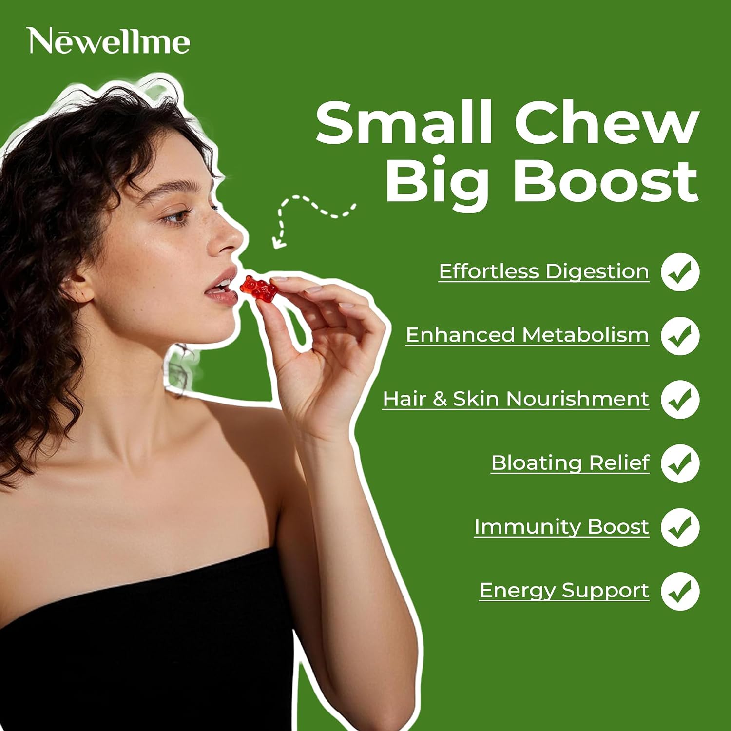 NEWELLME Gominolas de Vinagre de Manzana con la Madre y Vitamina B12 - Sin Azúcar, Veganas, 30 unidades