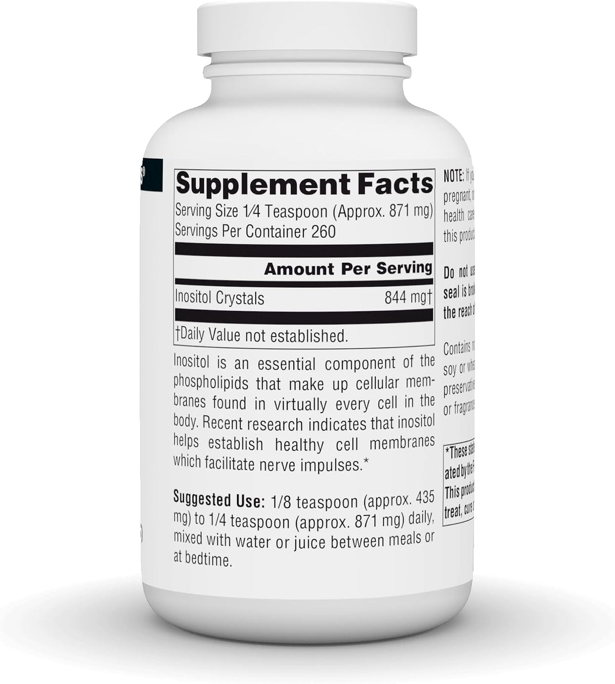 Source Naturals Pure Inositol 844 mg - 227 g (8 oz) Cristales – Image 2