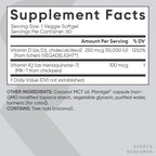 Sports Research® Vitamina D3 + K2 con 10.000 UI de D3 vegetal y 100 mcg de Vitamina K2 como MK-7 | Certificado Vegano y No GMO 60 cápsulas