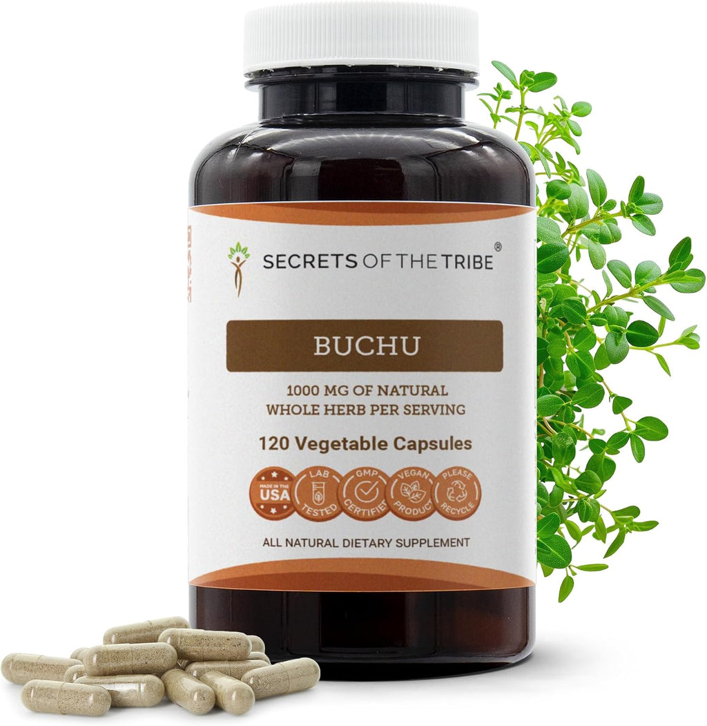 Secrets of the Tribe Buchu 120 Cápsulas, 1000 mg - Hojas Secas de Buchu (Agathosma Betulina)