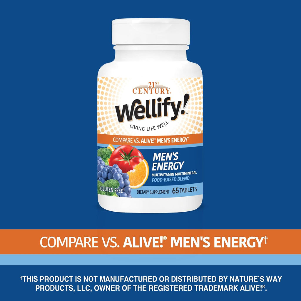 21st Century Wellify Men's Energy Multivitamins with Minerals, 65 Comprimidos