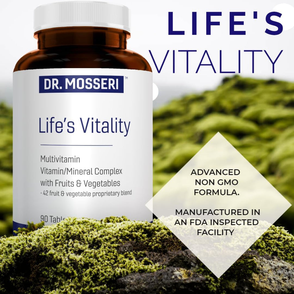 Life's Vitality Multivitamínico Vegano para Hombres y Mujeres - 42 Frutas y Verduras, Vitamina D, 90 Comprimidos