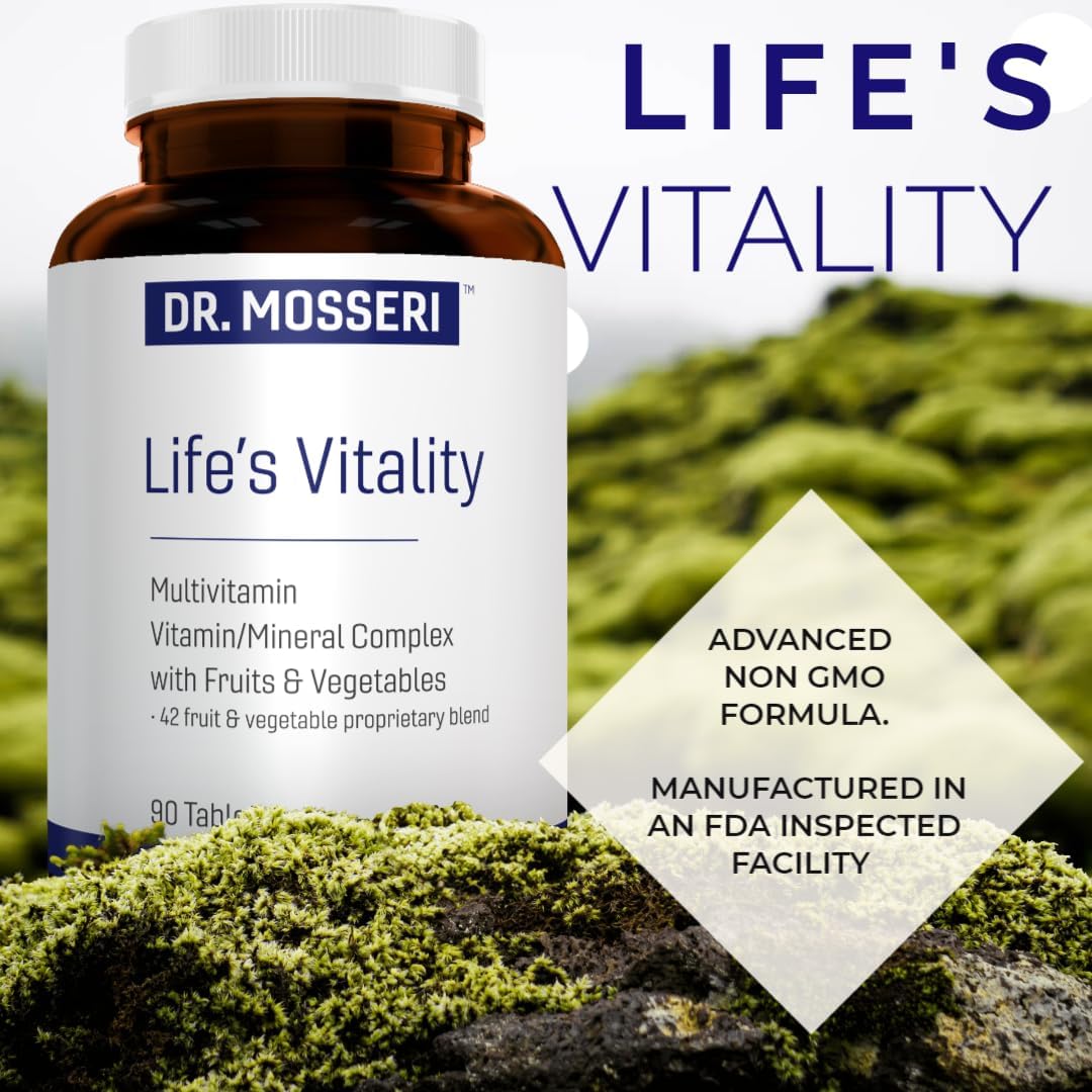 Life's Vitality Multivitamínico Vegano para Hombres y Mujeres - 42 Frutas y Verduras, Vitamina D, 90 Comprimidos