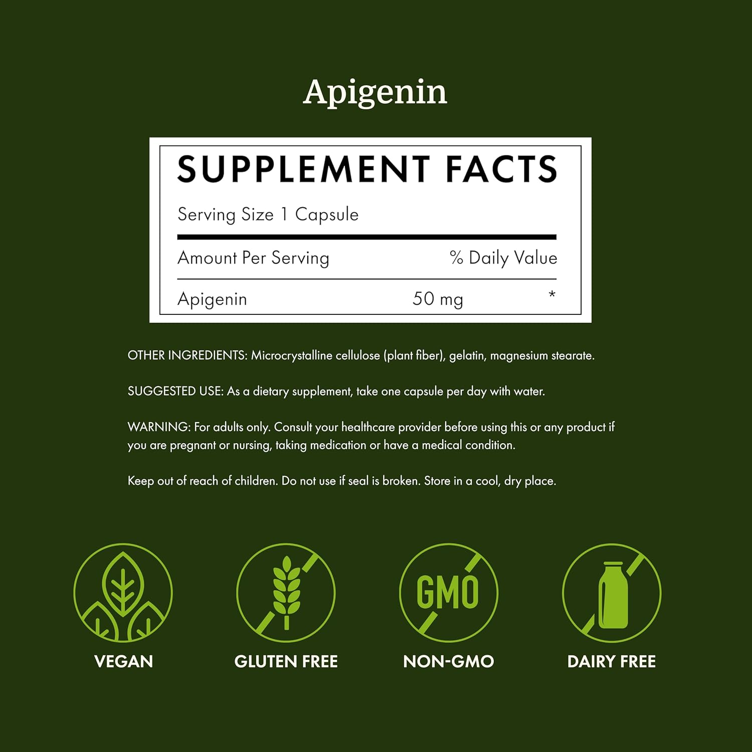 Swanson Apigenin – 90 Cápsulas, 50 mg