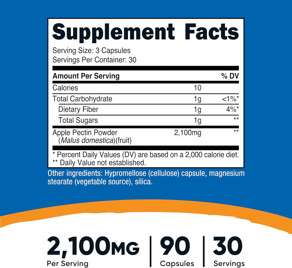 Nutricost Pectina de Manzana Cápsulas 2100mg por dosis, 90 Cápsulas
