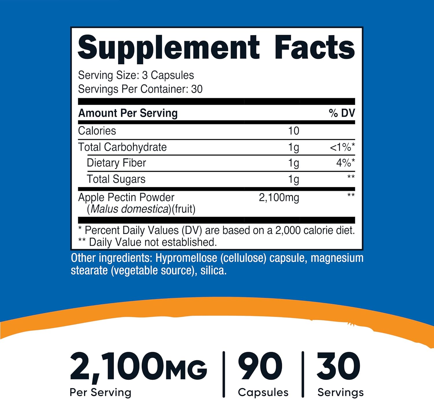 Nutricost Pectina de Manzana Cápsulas 2100mg por dosis, 90 Cápsulas