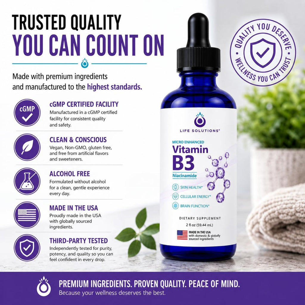 Life Solutions Gotas de Vitamina B3 Niacinamida 60 ml | Suplemento Sin Sofocos