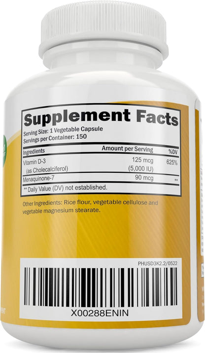 Vitamina D3 y K2, 5000 UI + 90 mcg, 150 – Función inmunológica: La vitamina D es conocida por su papel modulador – Image 2