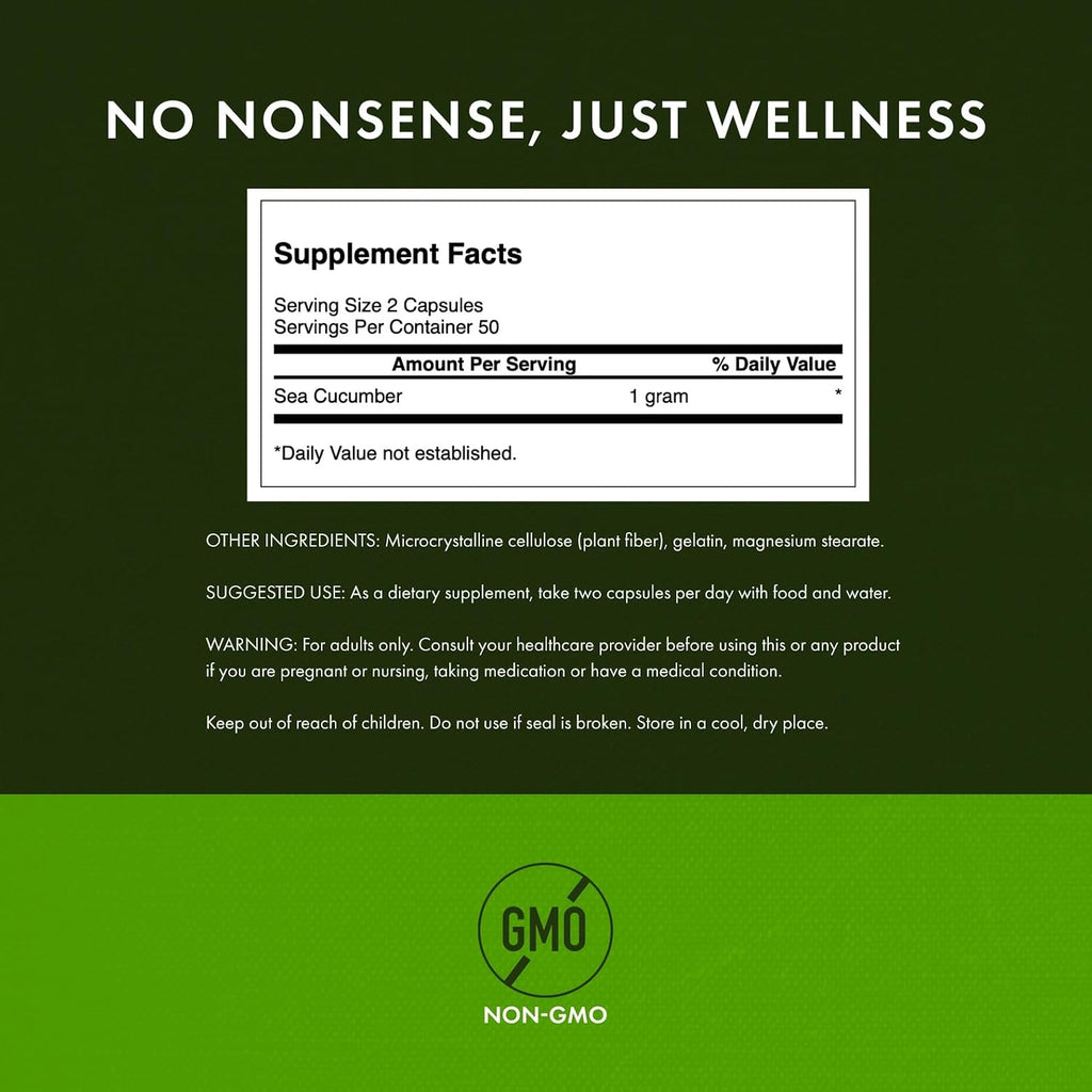 Swanson Pepino de Mar - Suplemento Natural para la Salud Articular y Movilidad - Protección del Cartílago - 100 Cápsulas de 500 mg (2 Unidades)