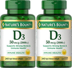 Nature's Bounty Vitamina D3 2000 IU - 150 Cápsulas Blandas, Pack de 6