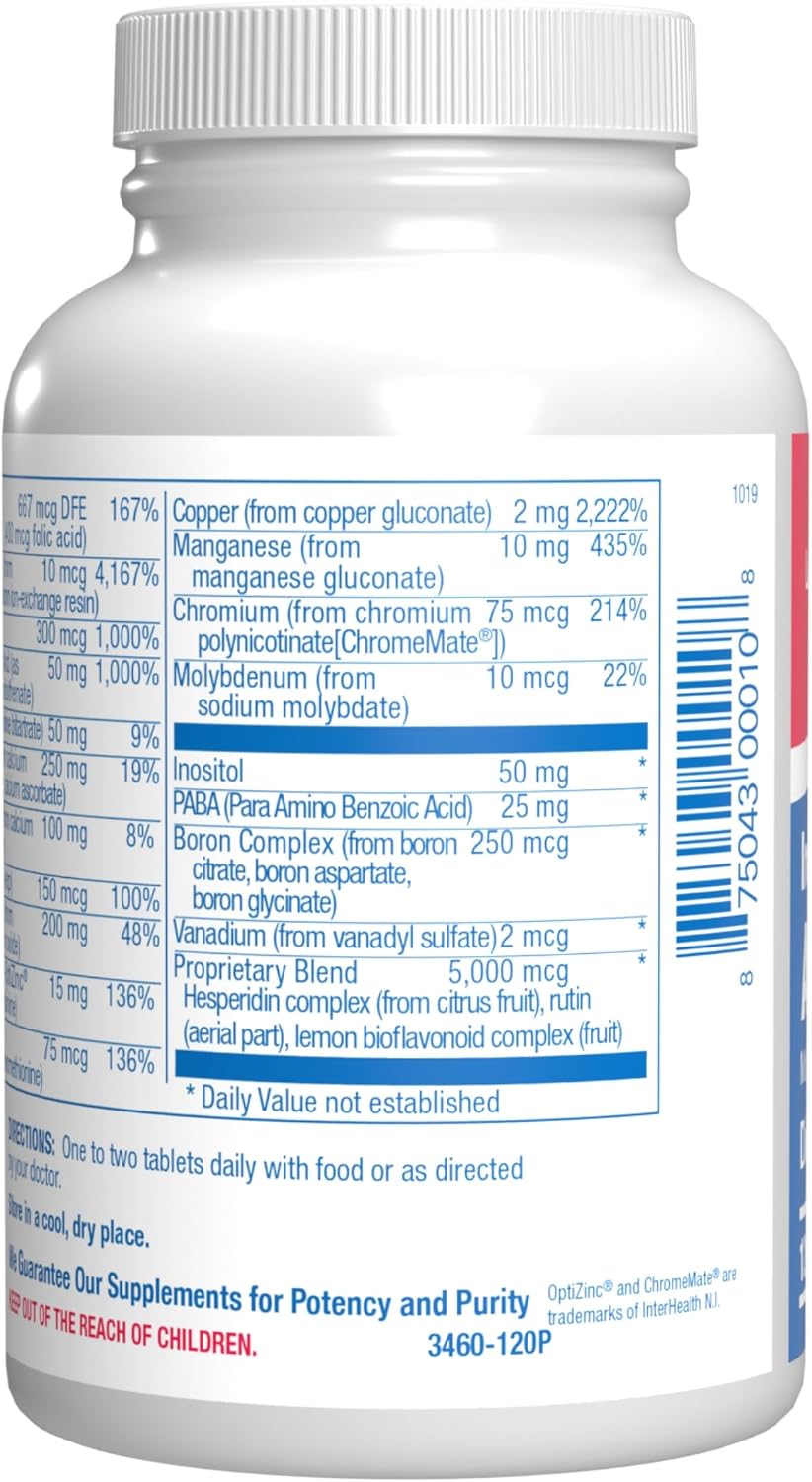 AVED Iron Free Daily Multivitamin – Multivitamínico sin hierro para hombres y mujeres, 120 comprimidos