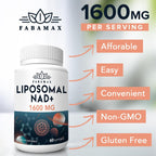 Fabamax 1600 mg Liposomal NAD+ - 98% Pureza, Absorción Superior, 120 Cápsulas Blandas