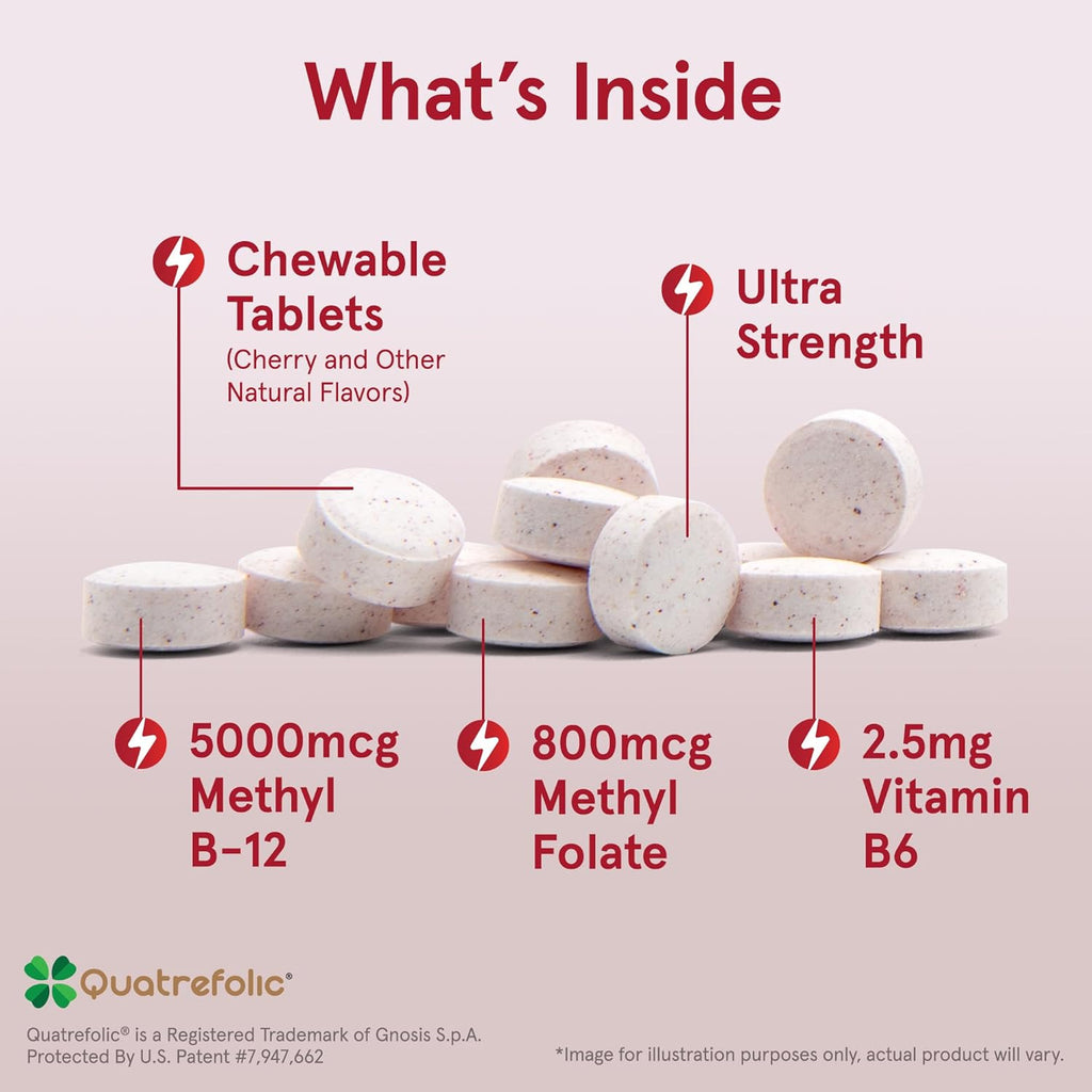Jarrow Formulas Methyl B-12 & Methyl Folate - 60 Comprimidos Masticables