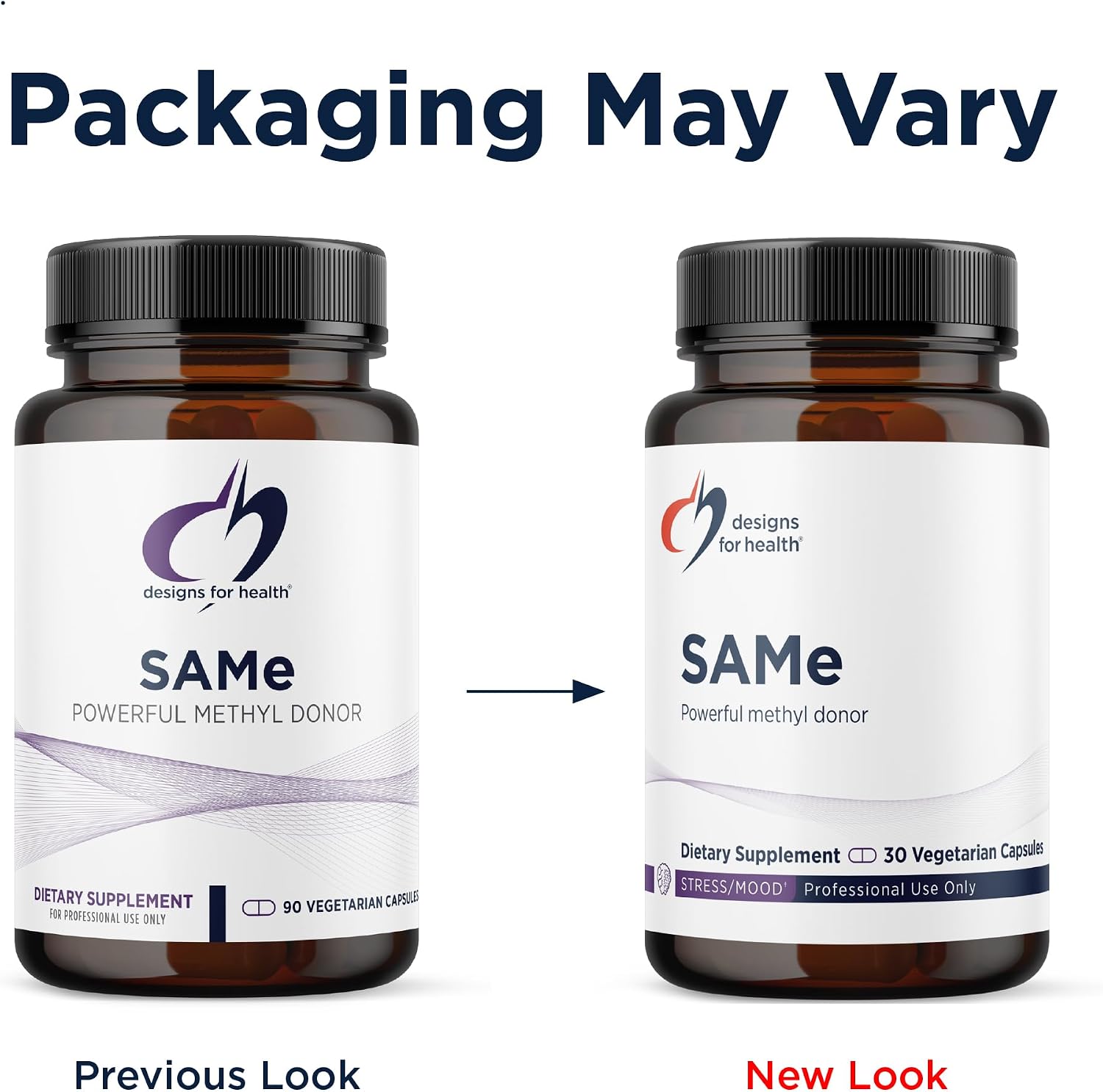 Designs for Health SAMe Cápsulas con B6, B12 y 5-MTHF - 200mg S-adenosilmetionina + Folato + Vitamina B12 - No Transgénico y Sin Gluten (30 Cápsulas)