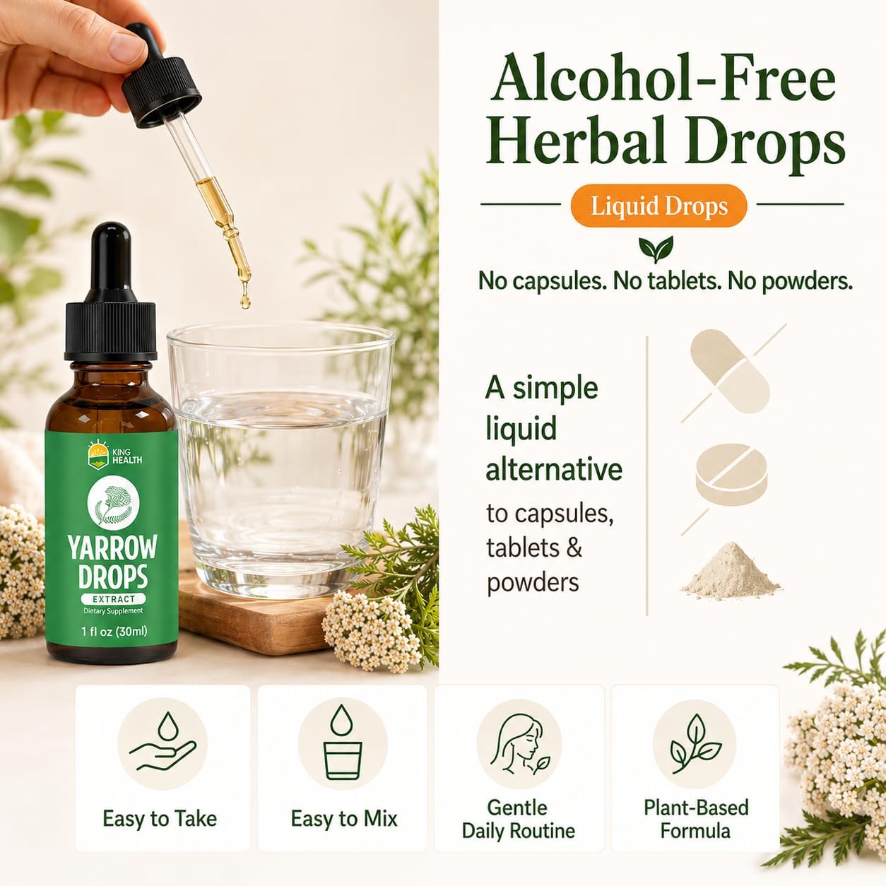 Tintura de Milenrama Orgánica - Extracto Líquido Sin Alcohol para Mujeres - 30 ml