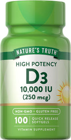 Nature's Truth Vitamina D3 10.000 UI – 100 Cápsulas Blandas