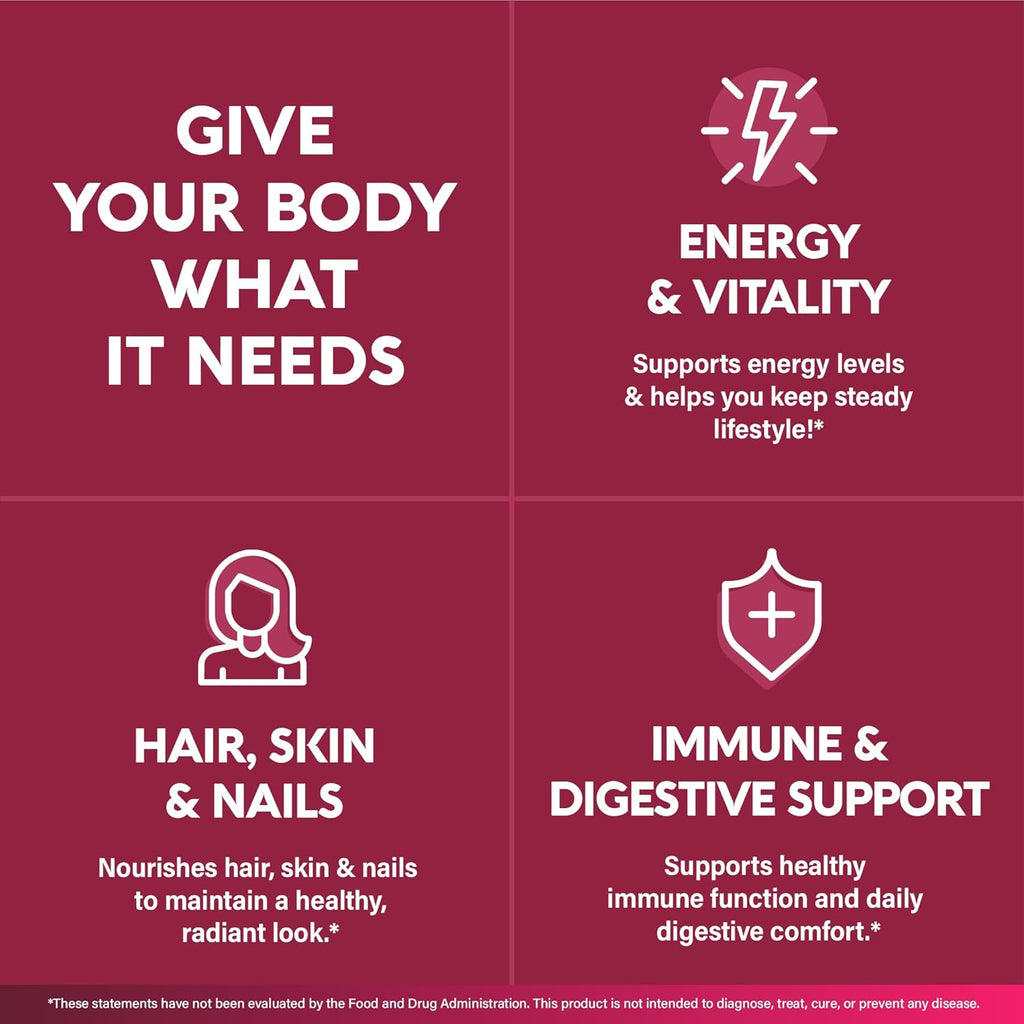 NUTRAHARMONY Multivitamínico para Mujeres 47 en 1 con Complejo B, Hierro y Alimentos Integrales - 90 Cápsulas (3 Meses)