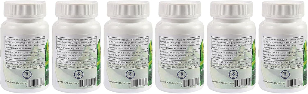 Crackaging Super-Absorption Cycloastragenol 98% 25 mg, 180 Cápsulas Vegetales (6 Envases)