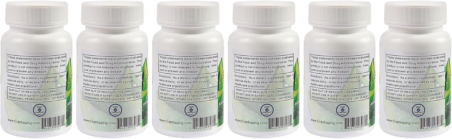 Crackaging Super-Absorption Cycloastragenol 98% 25 mg, 180 Cápsulas Vegetales (6 Envases)