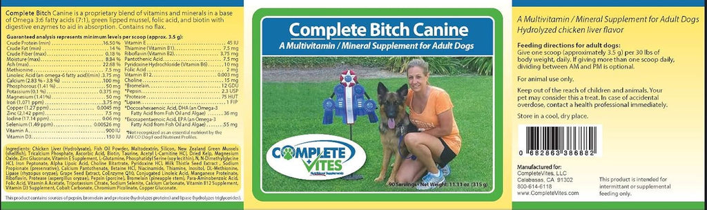Complete Bitch Canine - Suplemento prenatal para perras medianas y grandes (315g)