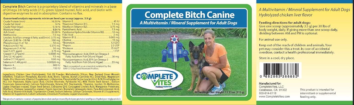 Complete Bitch Canine - Suplemento prenatal para perras medianas y grandes (315g)