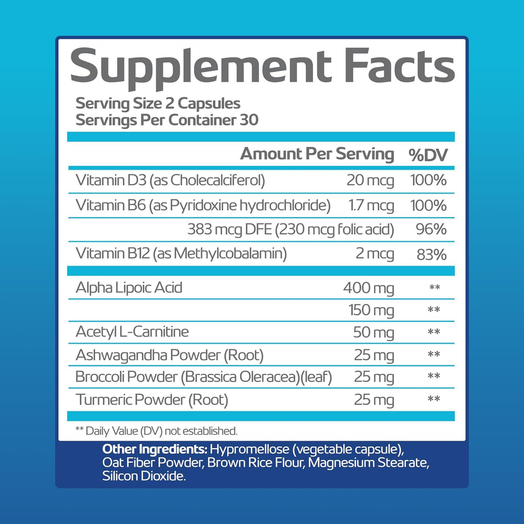 Nerve Recovery Max - Suplemento Avanzado para el Soporte Nervioso con Vitamina D3 y Ácido Alfa Lipóico - No Transgénico - 30 Días