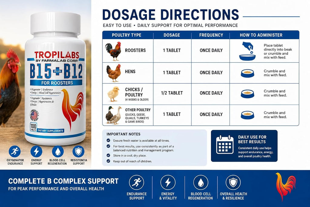 Farmalab B12 B15 para Gallos - 100 Comprimidos