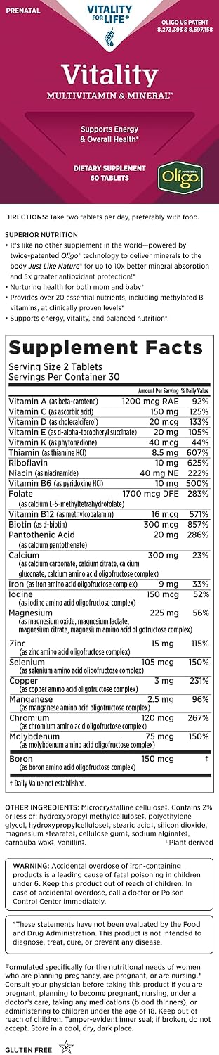 Suplemento multivitamínico y mineral de Melaleuca para el embarazo (mujeres), con Oligo (60 tabletas)
