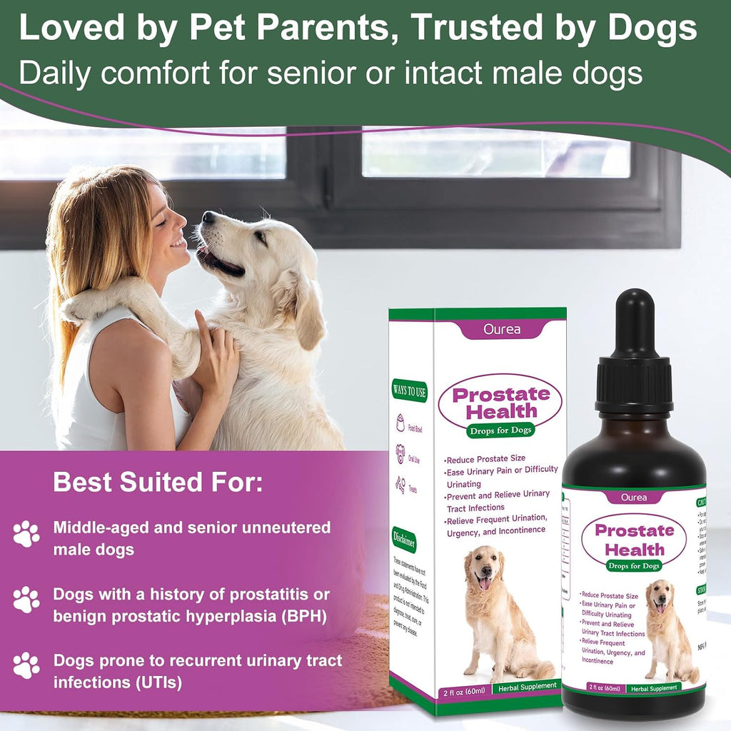Ourea Gotas Prostáticas para Perros - Suplemento Herbal Líquido