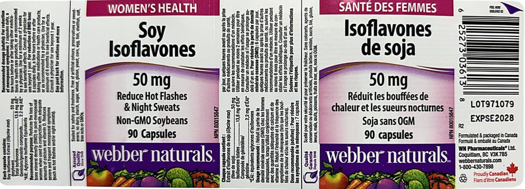 Webber Naturals Soya Isoflavones 50 mg, 90 Capsules