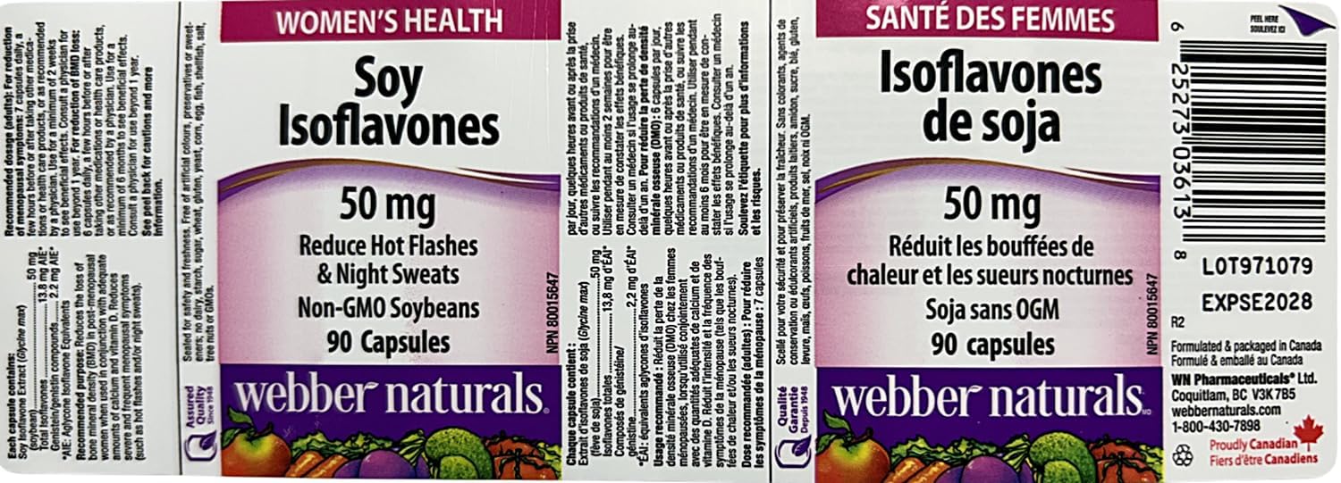 Webber Naturals Soya Isoflavones 50 mg, 90 Capsules