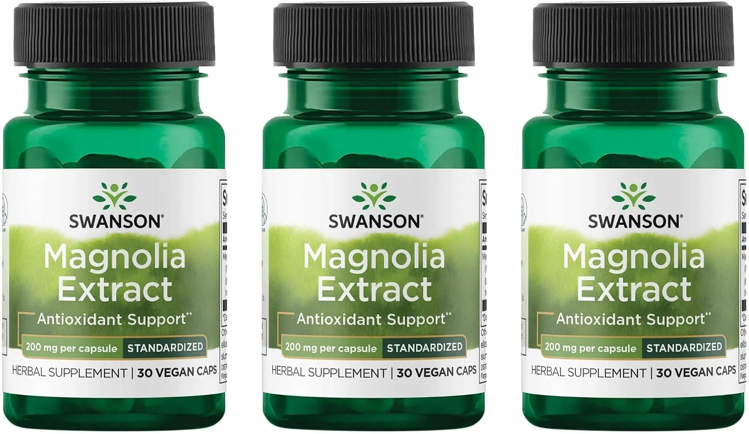 Swanson Corteza de Magnolia 200 mg - 30 Cápsulas Vegetales (3 Paquetes)