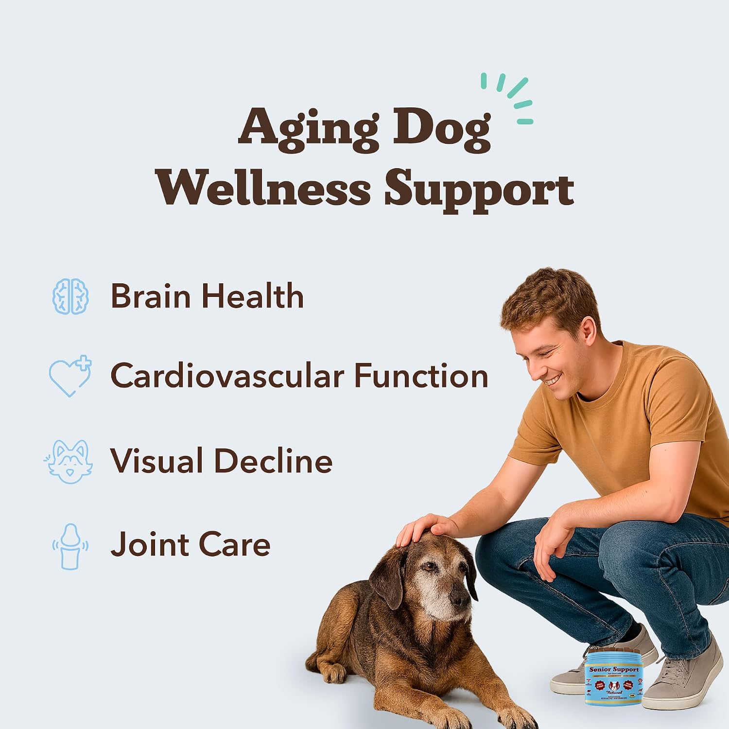 Natural Dog Company Vitaminas para Perros Senior - Masticables para Apoyo Cognitivo, Cardíaco y Visual, 90 unidades