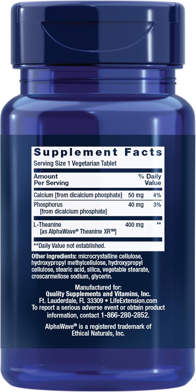 Life Extension Theanine XR – L-Teanina, 30 Comprimidos
