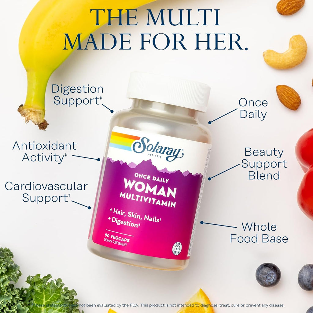 Solaray Once Daily Women's Multivitamin with Iron, 90 Capsules