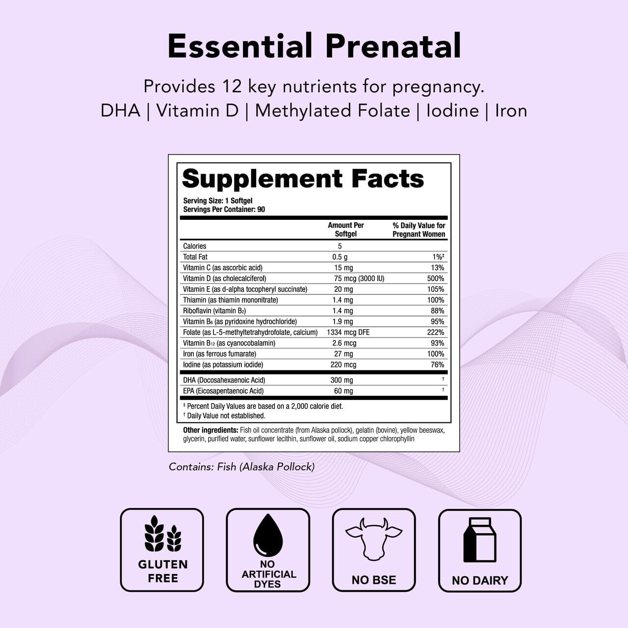 Theralogix TheraNatal One – Multivitamínico prenatal con DHA, folato metilado y hierro – 90 cápsulas blandas