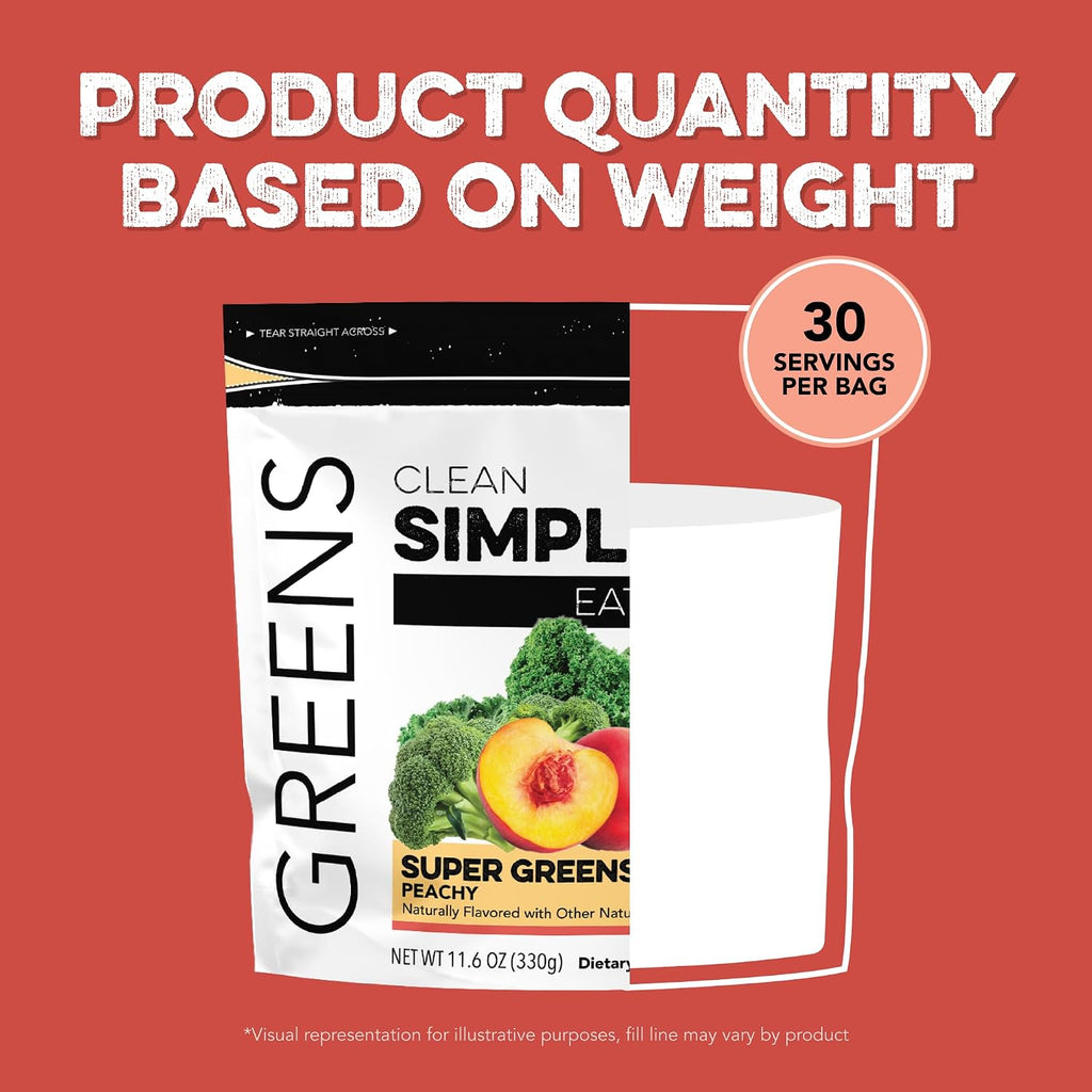 Clean Simple Eats Super Greens Polvo - Sabor Melocotón - 30 Dosis